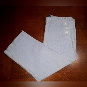 COUNTERPARTS BLUE & WHITE PINSTRIPED CROP PANTS SZ 14